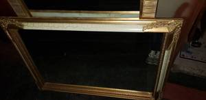 lot 65 image: Gold and White Crackle Framed Mirror