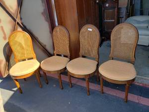 lot 28 image: Cane Back Dining Chairs, 4 total