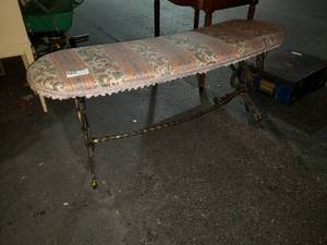 lot 95 image: Vintage Wrought Iron Curved Harp Bench