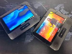 lot 70 image: Phillips Dual Portable DVD Players (Tested and Working Includes Power Adapters )