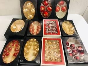 lot 125 image: Red and Gold Ornaments in boxes