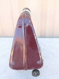 lot 464 image: Metal Iron with handle and gassteam canister  diamond the Akron lamp mfg. cp.