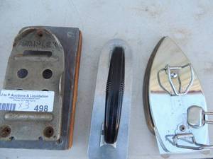 lot 498 image: lot of 3 irons, 2 no handles marked iron-case janis Inc. simplex