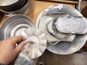 lot 93 image: Aluminum Hand Wrought Platters and Bowls