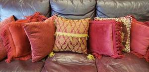 lot 20 image: Matching Red Throw Pillows
