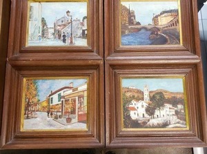lot 4 image: Original Paintings on Canvas (4 Total)( with Frames 16x14.5)