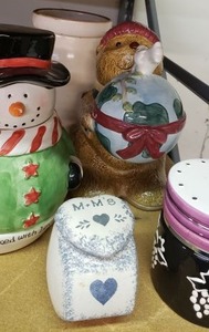 lot 13 image: Assorted Cookie Jars and M&Ms Jar