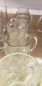lot 37 image: Matching Set of Heavy Glass Handled Mugs
