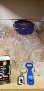 lot 44 image: Matching Pairs of Beer Glasses, Jim Beam Shot Glasses and more