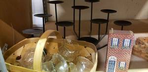 lot 49 image: Large Metal Candle Holder and Glass Votives
