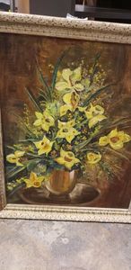 lot 126 image: Yellow Flowers Painting 28x34 Approx.