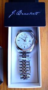 lot 3 image: J BRACKETT MENS VERONA WHITE STEEL WATCH - SKU JB3006 RETAIL $195.00 (BRAND NEW)