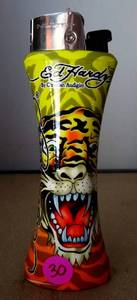 lot 30 image: ED HARDY JUMBO CURVE LIGHTER and CAN OPENER #44L011 TIGER - NEW - RETAIL $15.99