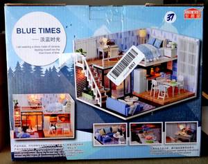 lot 37 image: CUTE ROOM Dollhouse Miniature with Furniture, DIY Wooden Dollhouse Kit Plus Dust Proof and Music Movement, 124 Scale Creative Room Idea(Blue time)