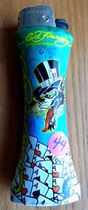 lot 44 image: ED HARDY 6 INCH JUMBO CURVE Refillable LIGHTER Bottle Opener Christian Audigier Wolf - RETAIL $17.95