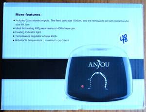lot 48 image: ANJOU WAX WARMER HAIR REMOVAL WAXING KIT - NEW - RETAIL $35.95