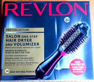 lot 80 image: Black Revlon Pro Collection Hot Air One Step Hair Dryer Brush Styler Volumizer - EBAY $59.95