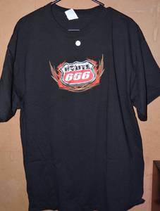 lot 104 image: ROUTE 666 BIKERS SHIRT ONE WAY TICKET TO HELL T-SHIRT SIZE XL BLACK - RETAIL $19.99