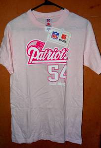 lot 141 image: RARE PINK OFFICIAL LICENSCED NFL NEW ENGLAND PATRIOTS - TEDDY BRUSCE #54 T-SHIRT SIZE S - NWT - $12.83