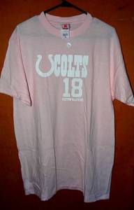 lot 143 image: RARE PINK OFFICIAL LICENSCED NFL INDIANAPOLIS COLTS - PEYTON MANNING #18 T-SHIRT SIZE XL - NWOT - $12.83