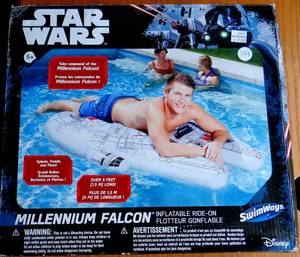 lot 149 image: RARE - NEW IN PACKAGE Star Wars Millenium Falcon By Swimways Pool Floating Ride On 5 Feet Long SEALED - EBAY $45-$55
