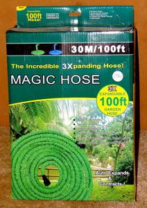 lot 154 image: MAGIC HOSE - 100FT 3X Expanding Flexible Garden Water Hose - NIB - RETAIL $24.99