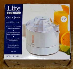 lot 159 image: Elite Cuisine Citrus Juicer 2.5 Cup ETS-401 New in Box - RETAIL $18.95