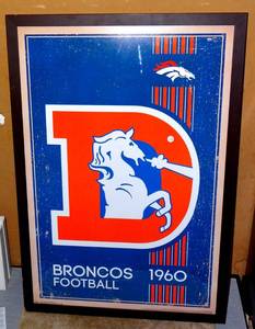 lot 178 image: VINTAGE LOOK DENVER BRONCOS FRAMED POSTER - APPROX 27X40 - AWESOME $59.95