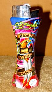 lot 231 image: ED HARDY 6 INCH JUMBO CURVE Refillable LIGHTER Bottle Opener  - RETAIL $15.95