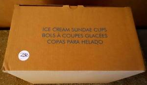 lot 238 image: 2014 Avon Ceramic Ice Cream Sundae Cups with Ceramic Nametags and reusuable Chalk - nib - ebay $29.95