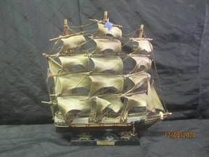 lot 141 image: VINTAGE HANDMADE SHIP WATERFRONT CONSTITUTION 1814