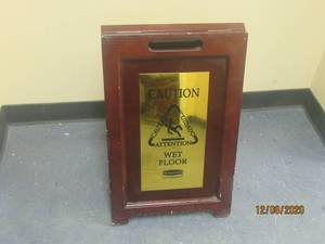 lot 160 image: RUBBERMAID WET FLOOR WOOD SIGN
