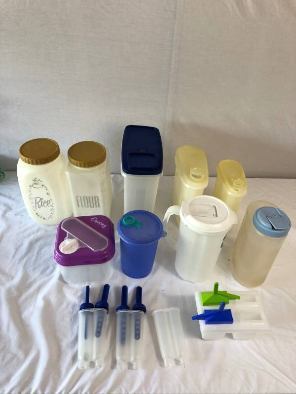 lot 56 image: Kitchen Accessories Plastic containers, Tupperware pitchers, popsicle makers