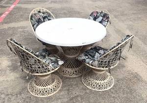 lot 126 image: Wicker Outdoor table and 4 Chairs