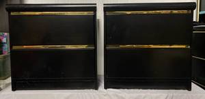 lot 139 image: Black with Gold trim Nightstands (2)