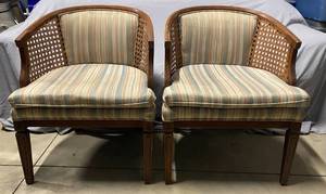 lot 141 image: 2 Vintage Barrel Chairs by Dr. Kincade Chair Company