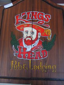 lot 3 image: Kings Pub & Landing wall mount dart board complete score pads and darts