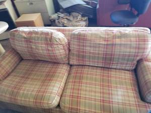 lot 34 image: Plaid Upholstered Sofa