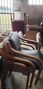 lot 14 image: Wood Frame Upholstered Office Chairs