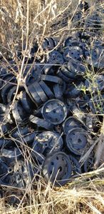 lot 161 image: Plastic Wheels 8 smaller pile approx 50 plus look unused