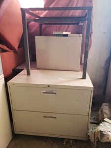 lot 36 image: Hon File Cabinet 36x19x28 and Metal Frame and other file cabinets