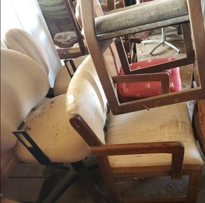 lot 52 image: Cane back and Upholstered  Wood Chairs