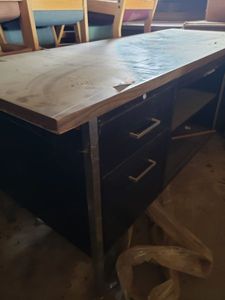 lot 68 image: Laminate Top Metal Office Desk 66x24x29