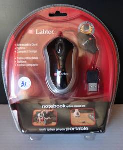 lot 31 image: NEW LABTEC PORTABLE NOTEBOOK OPTICAL MOUSE WITH RETRACTABLE CHORD
