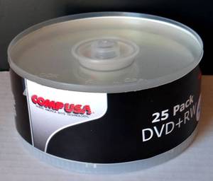 lot 45 image: VINTAGE COMPUSA DVDRW 25 PACK 4.7GB 120 MINUTES DISCS - NEW