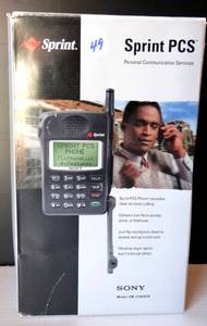 lot 49 image: RARE FIND - Vintage 90s Sony Flip Mobile Phone CM-Z100SPR Sprint Cell Branded - NEW IN BOX