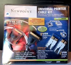 lot 50 image: Newpoint Universal Printer Cable Kit 24K Gold Platted Connectors Superior Grade - NEW