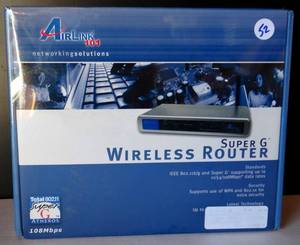 lot 52 image: AirLink Super G Wireless Router 101 w 4 Ports - Speedy Connection - NEW AND SEALED