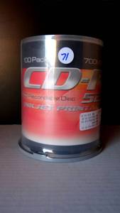 lot 71 image: GREAT QUALITY CR-R 52X PRINTABLE INKJET 700MB80 MINUTES (100) NEW