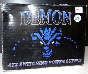 lot 83 image: DEMON 480W SILVER CHROME ATX SWITCHING POWER SUPPLY & FAN - NEW IN BOX